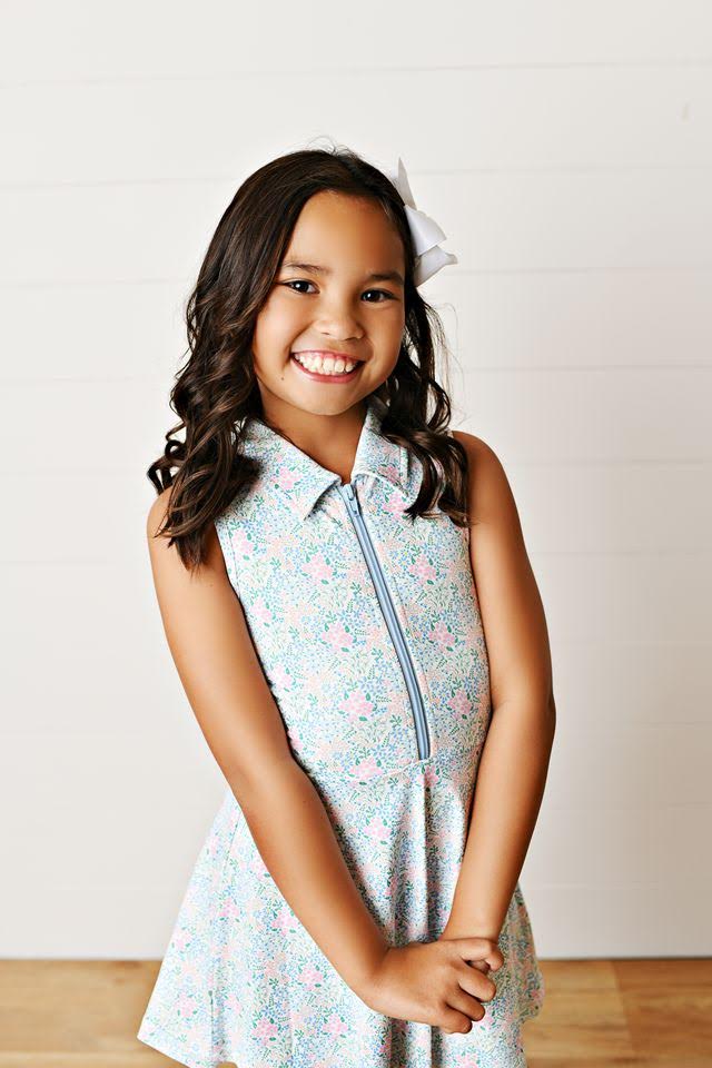 Girls’ Sporty A-line Dress with Front Zipper