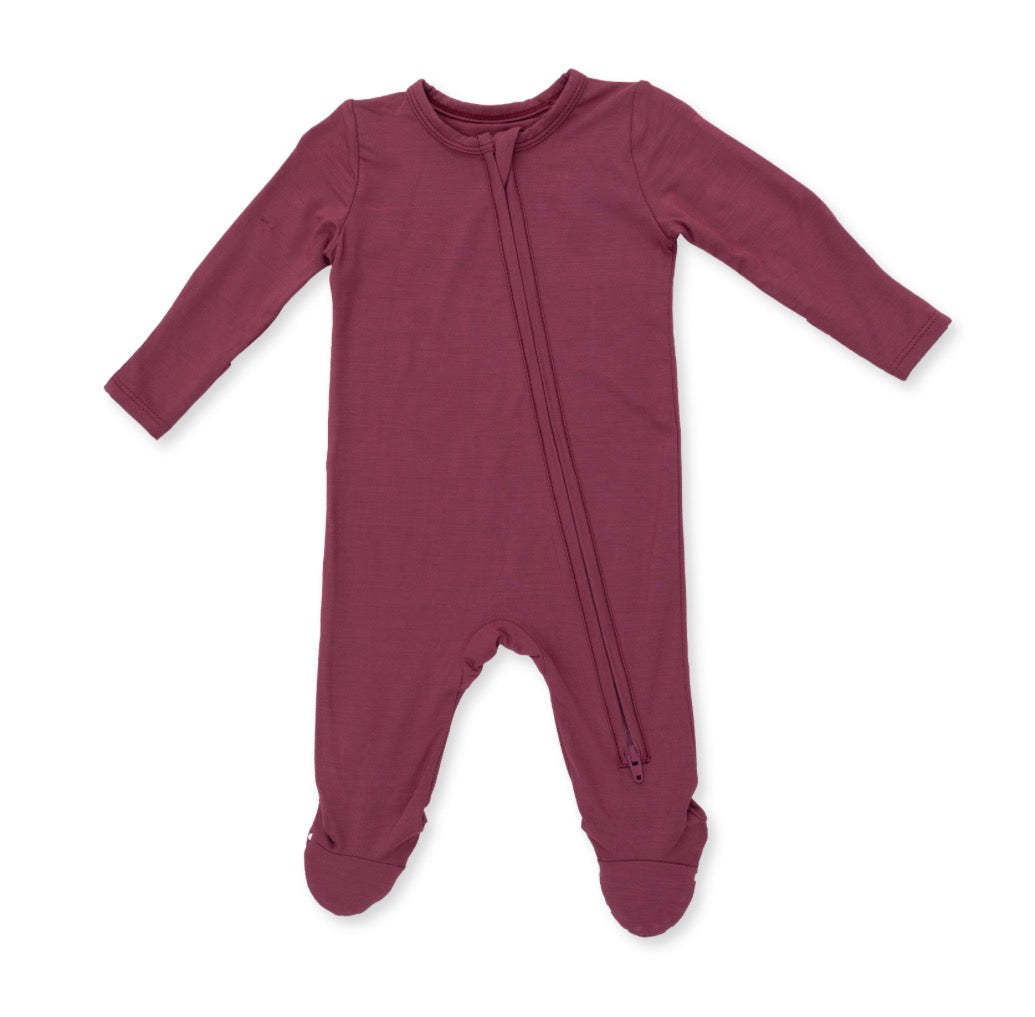 Solid Oxblood Red 2way Zipper Footie
