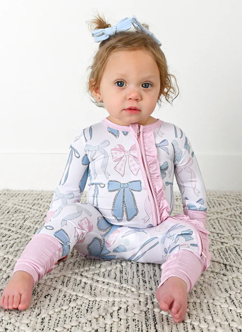 Sweet a Bow Ruffle Zipper Converter Footie