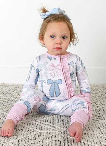 Sweet a Bow Ruffle Zipper Converter Footie