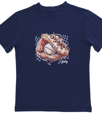 S/S Logo Tee- Baseball on Navy Ter