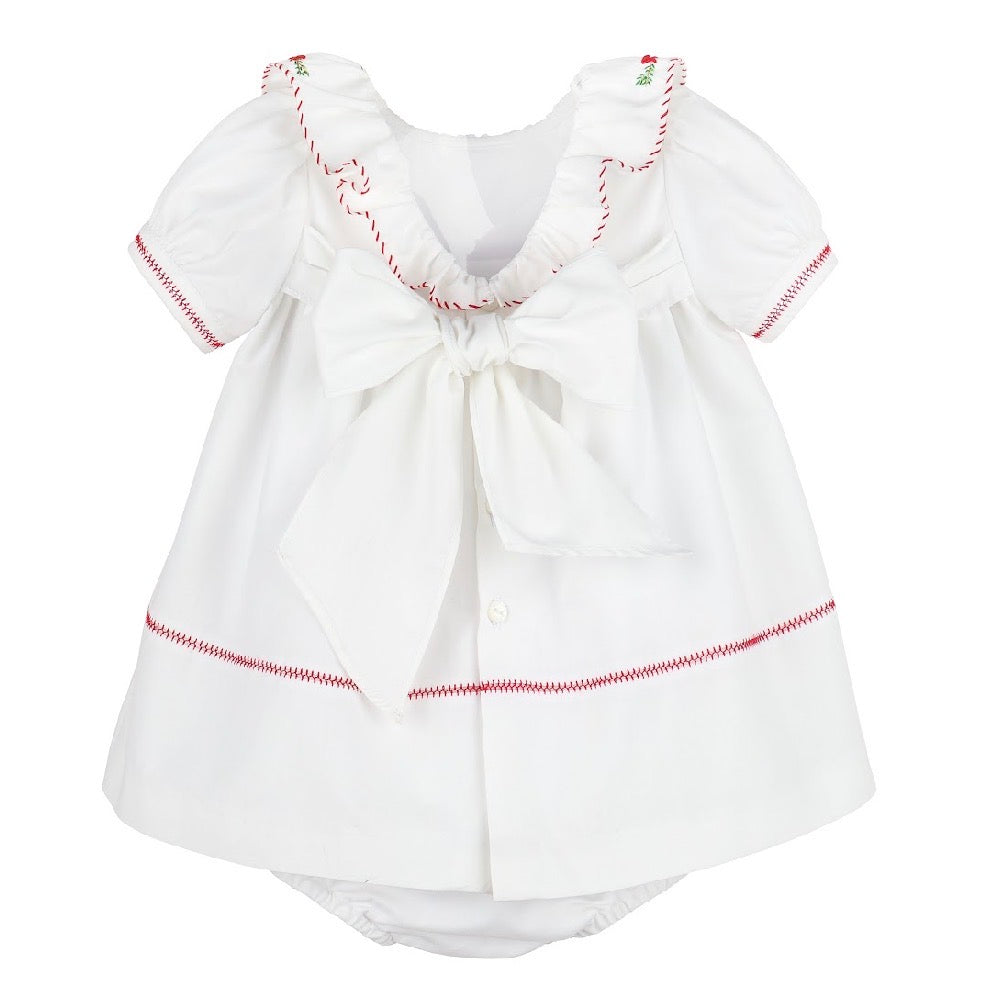 White Christmas Embroidered Dress + Bloomer