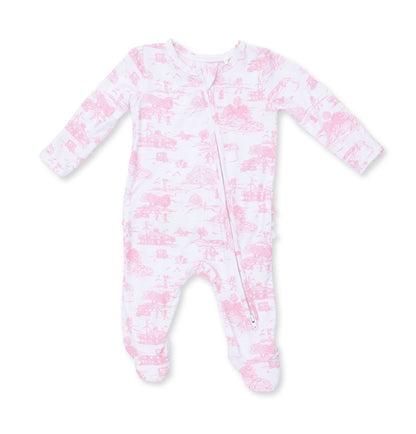 Golf Pink Toile 2 Way Zipper Footie