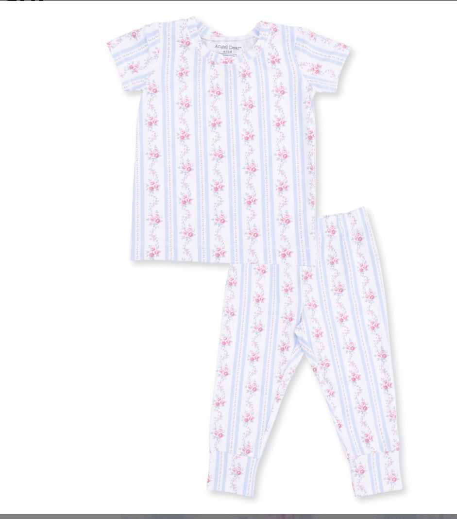 Anna Floral Stripe Short Sleeve Loungewear Set
