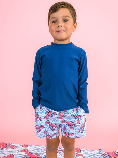 Boys Blue Lobster Lagoon Performance Swim Trunks