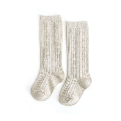 Heathered Ivory Cable Knit Knee High