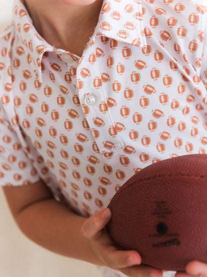 Boys Football Frenzy Knit Short Sleeve Performance Polo