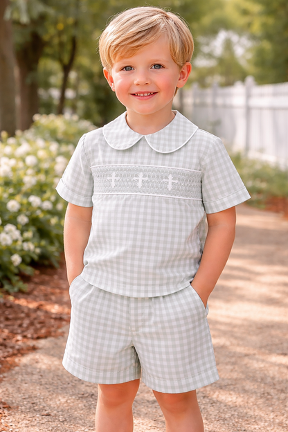 Faith Smocked Boys Short Set