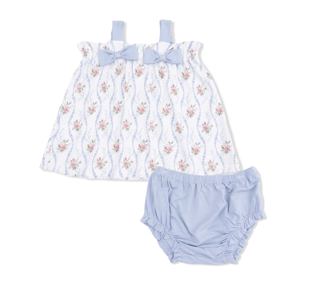 Heirloom Rose Stripe Top With Bows And Ruffle Leg Bloomer