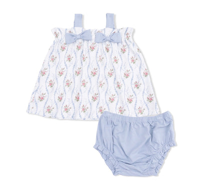 Heirloom Rose Stripe Top With Bows And Ruffle Leg Bloomer