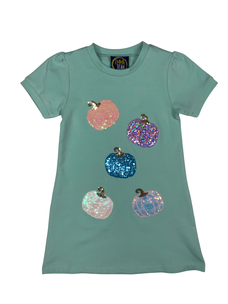 Pumpkin Sequin Patch Tshirt Dress