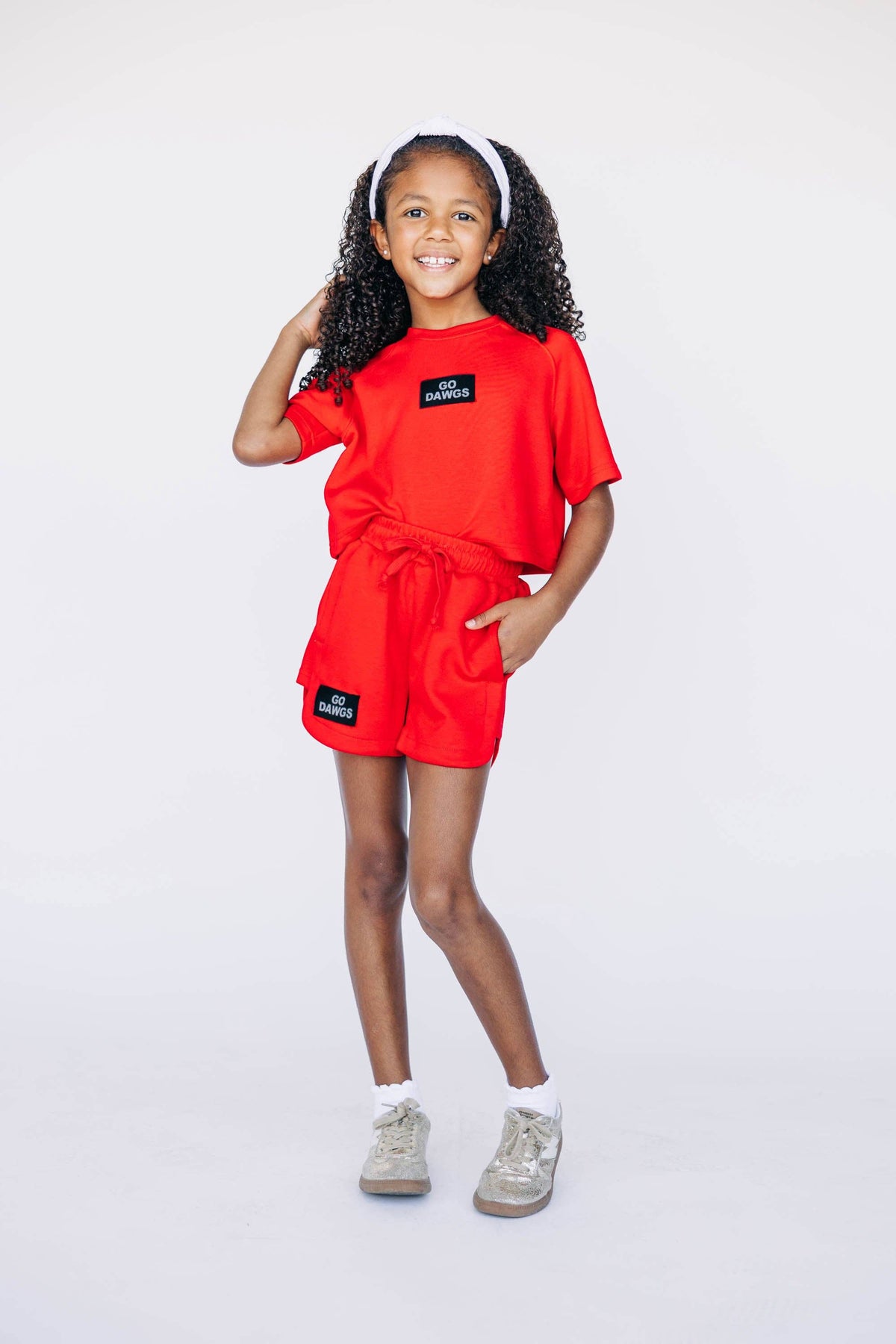 The Kristen Airy Tee Go Dawgs Woven Label | Youth Bright Red