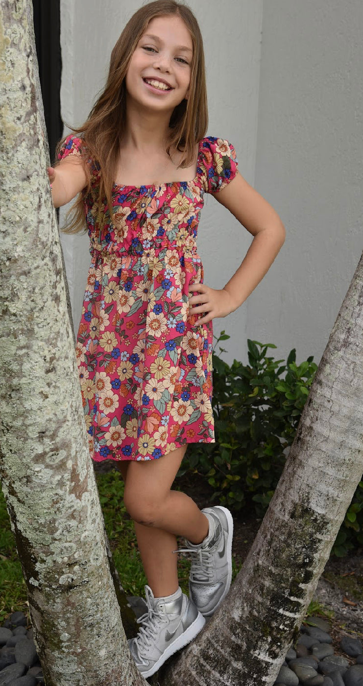 Fuchsia Poppy Ruched Dress