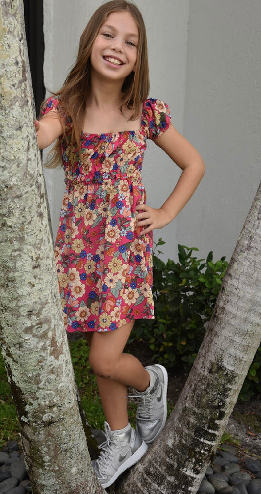 Fuchsia Poppy Ruched Dress