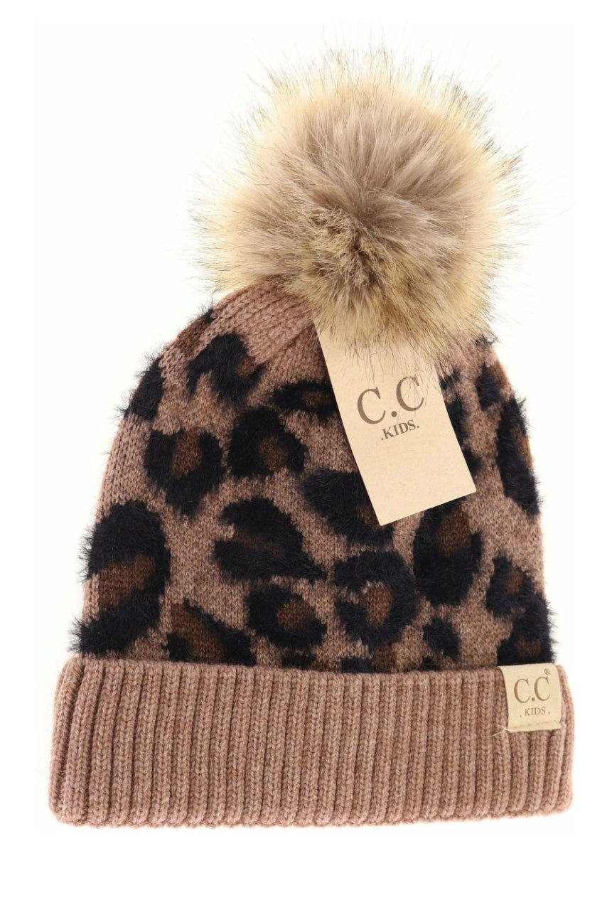 Kids Leopard Print Pom