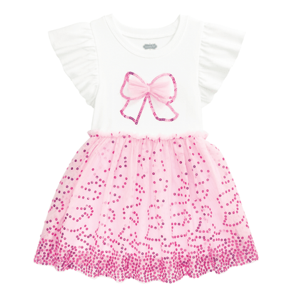 Mesh Bow Sequin TuTu Dress