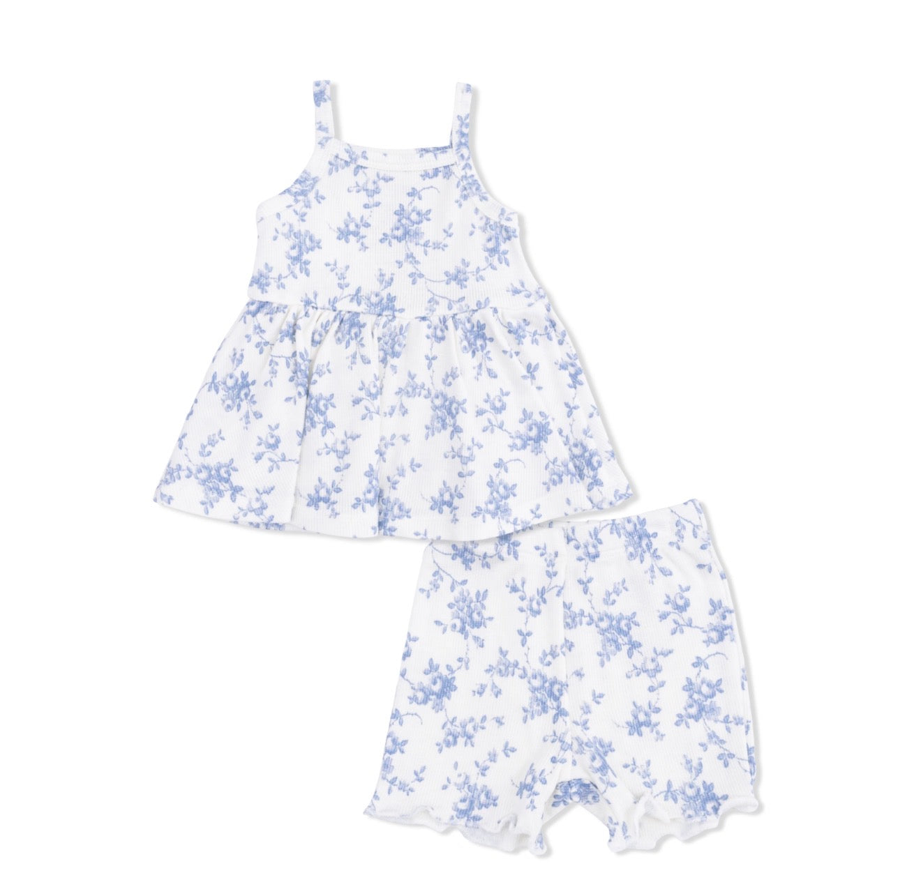 Baby Blue Vines Peplum Top and Shorts Set