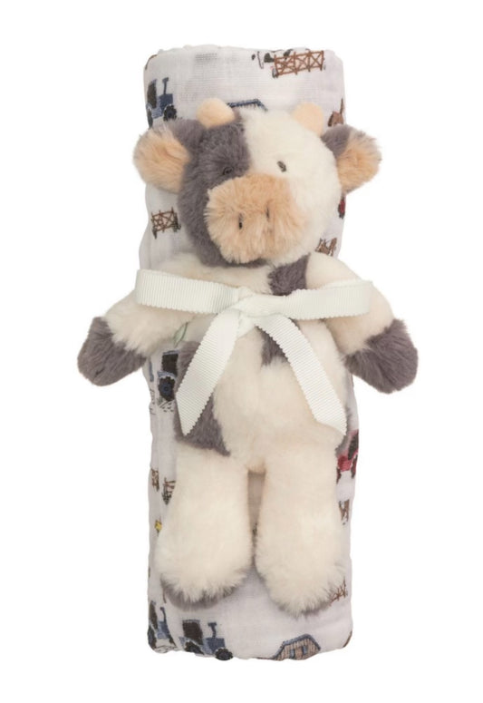 Farm Swaddle and Cow Rattle
