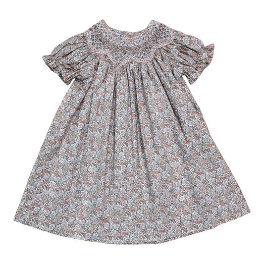 Sabrina Peachy Embroidered Smocked Dress