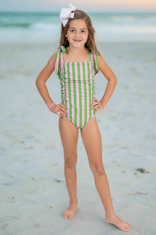 Sunnyside Pink And Green Stripe One Piece