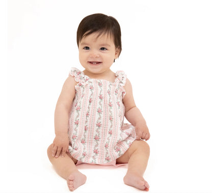 Winding Rose Ruffle Stripe Top and Bike Short Set