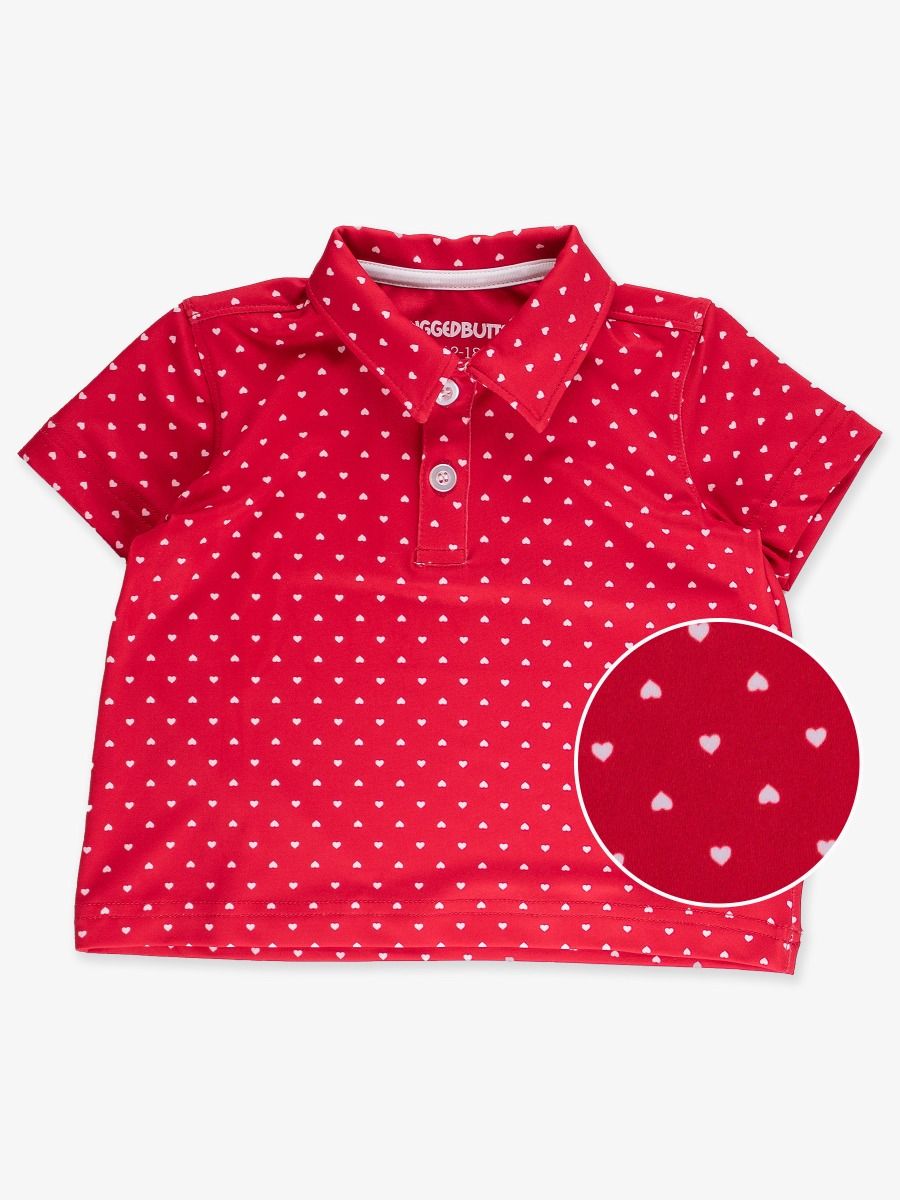 Boys Red Heart Polka Dot Knit Short Sleeve