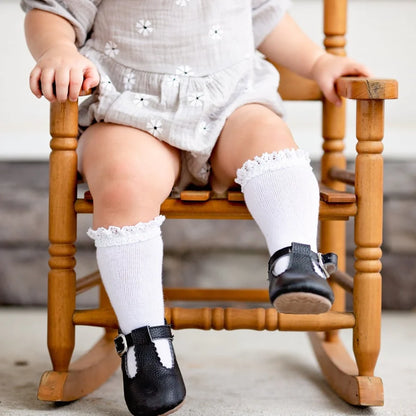 White Lace Knee High Socks