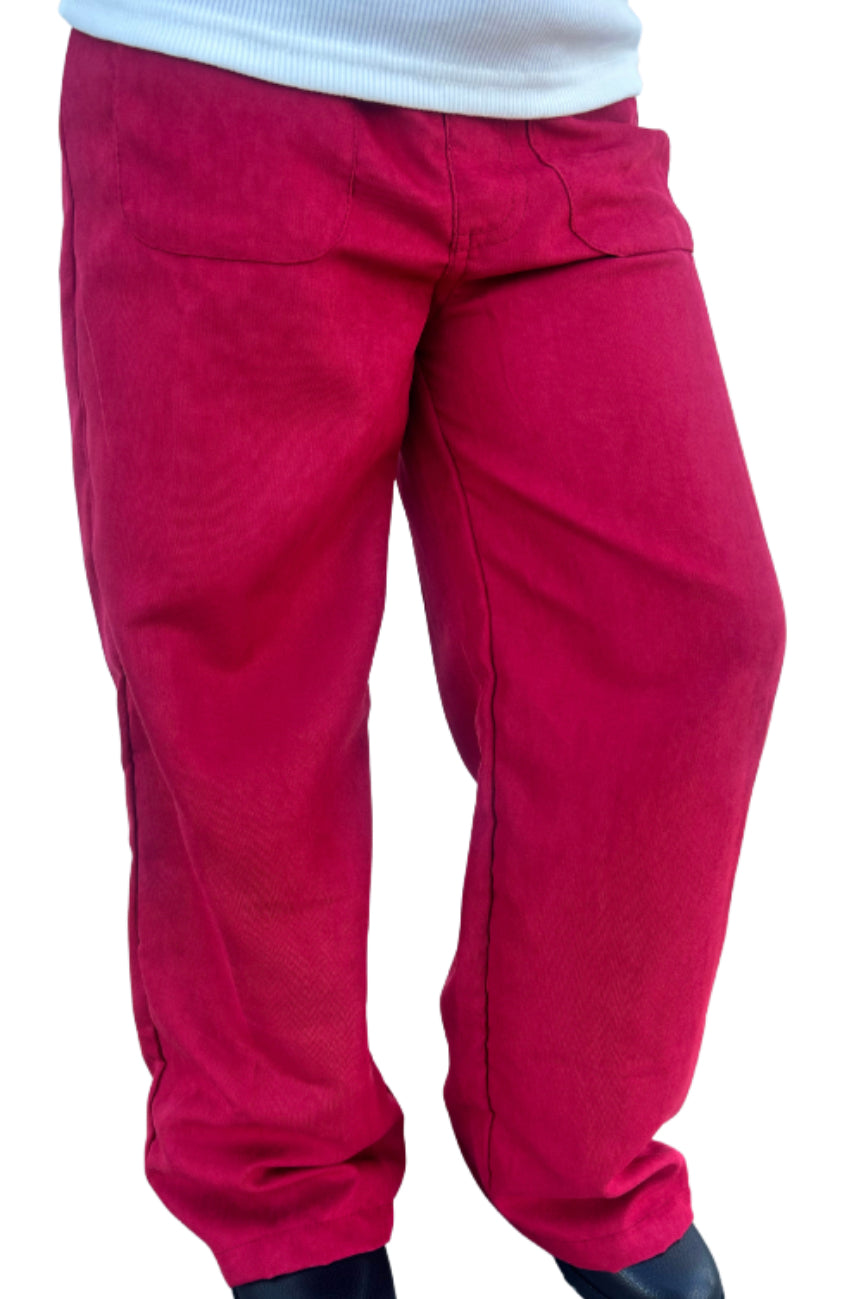 Burgundy Wide Leg Pants