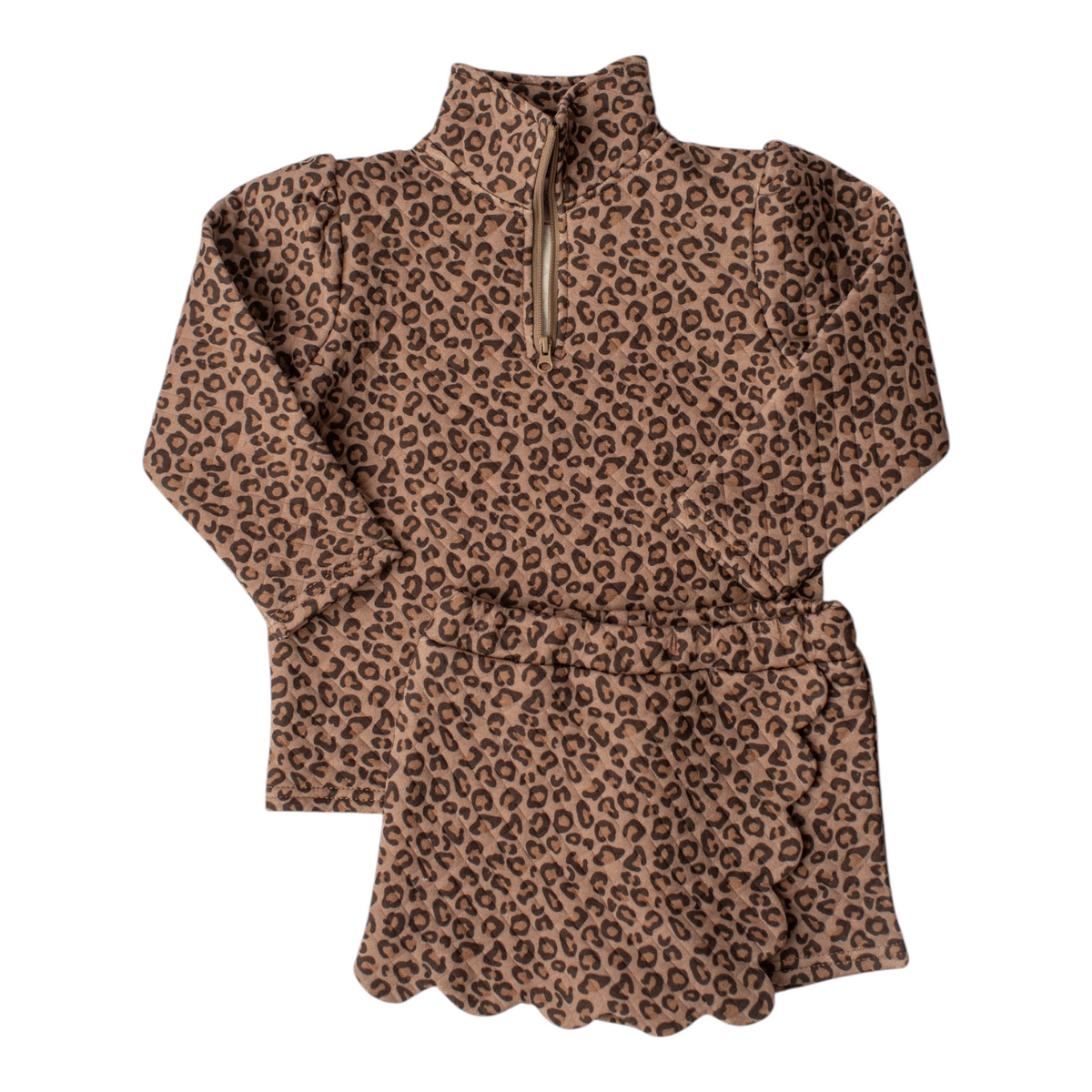Kassidy Scalloped Skort Set - Leopard