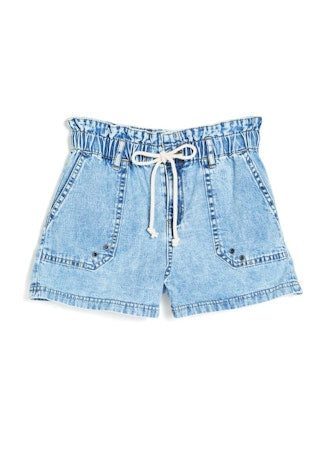 Lightwash Denim Paperbag Shorts