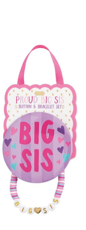 Big Bro Big Sis Button and Bracelet Set
