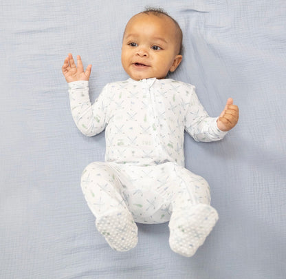 Golf Trellis Blue 2 Way Zipper Footie