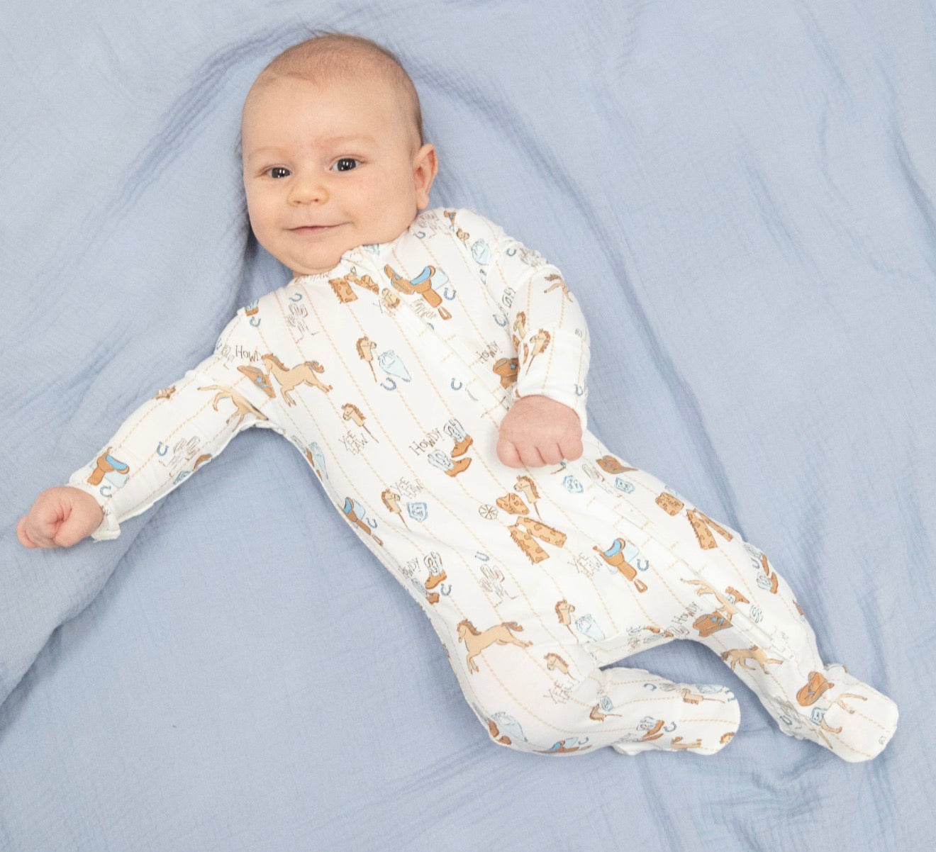 Cowboy Nursery 2 Way Zipper Footie