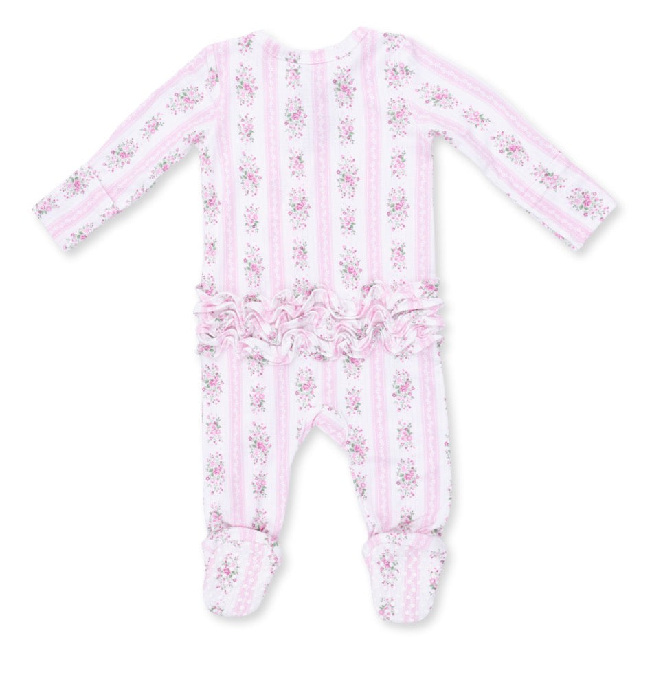Bella Rose Stripe 2way Zipper Footie