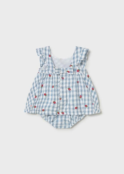 Blue and White Checked Dress With Bloomers