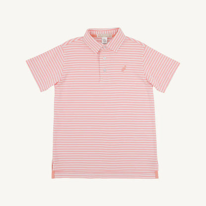 Prim & Proper Polo Sanibel Island Stripe with Pompano Peach Stork