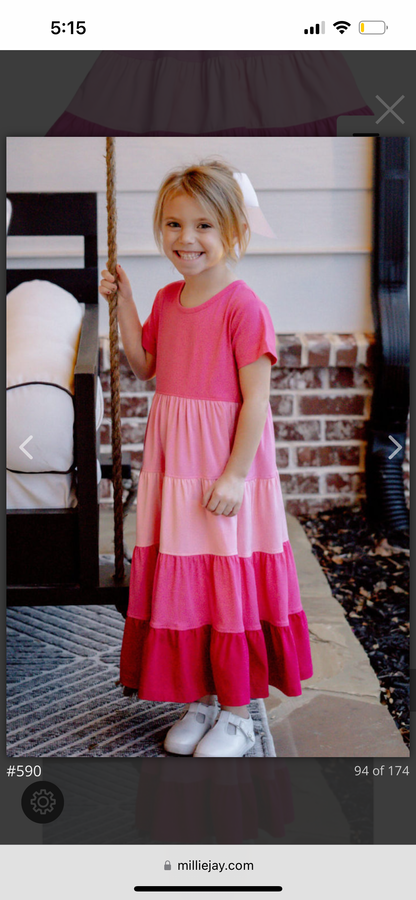 Pink Color Block Maxi Dress