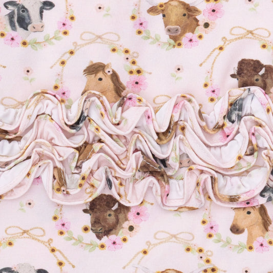 Pink Rope Farm Animals Ruffle Footie