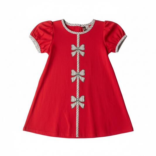 Holly Bow Dress Red
