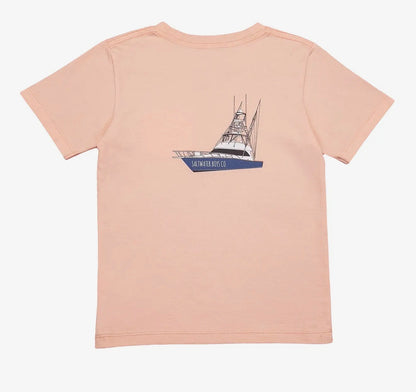 Boys Offshore Boat Ss Graphic Tee- Salmon