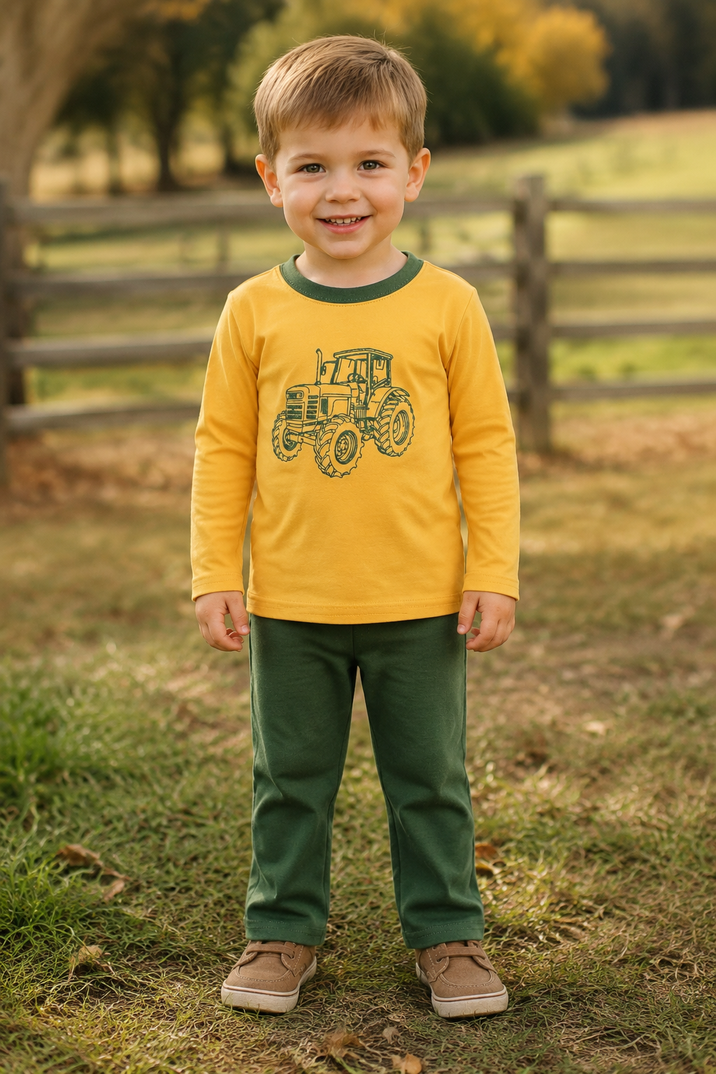 Tractor Embroidered Pant Set