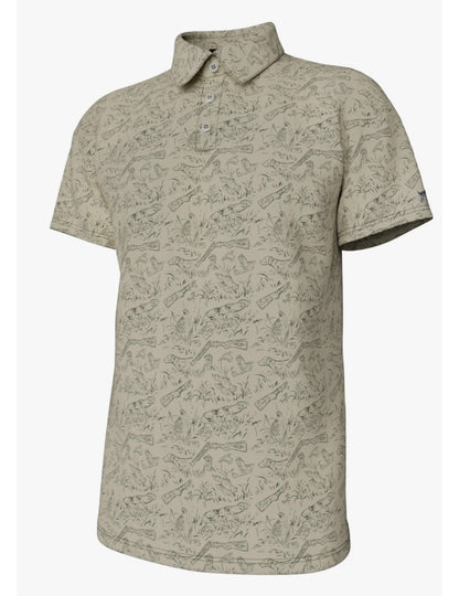 Youth Performance Polo Pointer Pattern -Cloud Cream