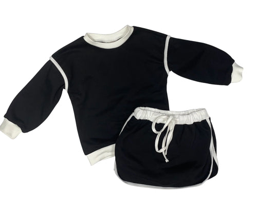 Black Skort Set with White Trim