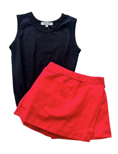 Red Cotton Skort