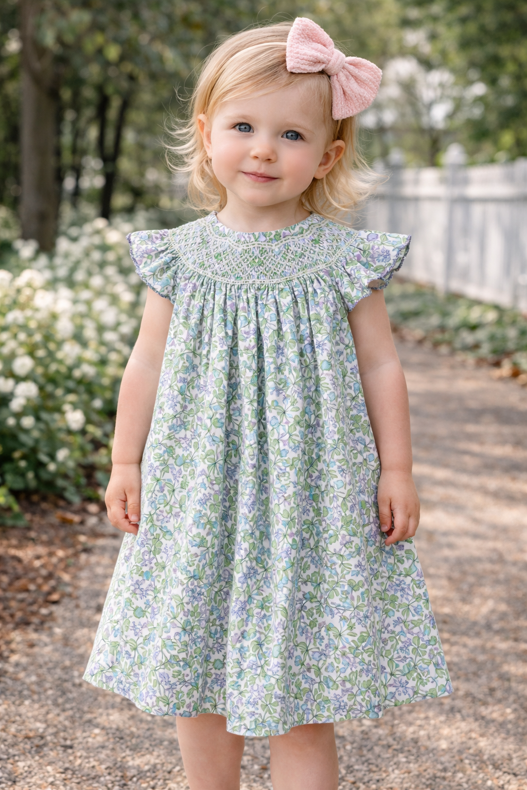 Lilac Floral Smocked Bishop