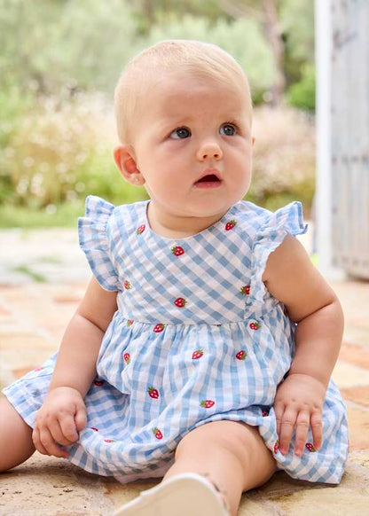 Blue and White Checked Dress With Bloomers