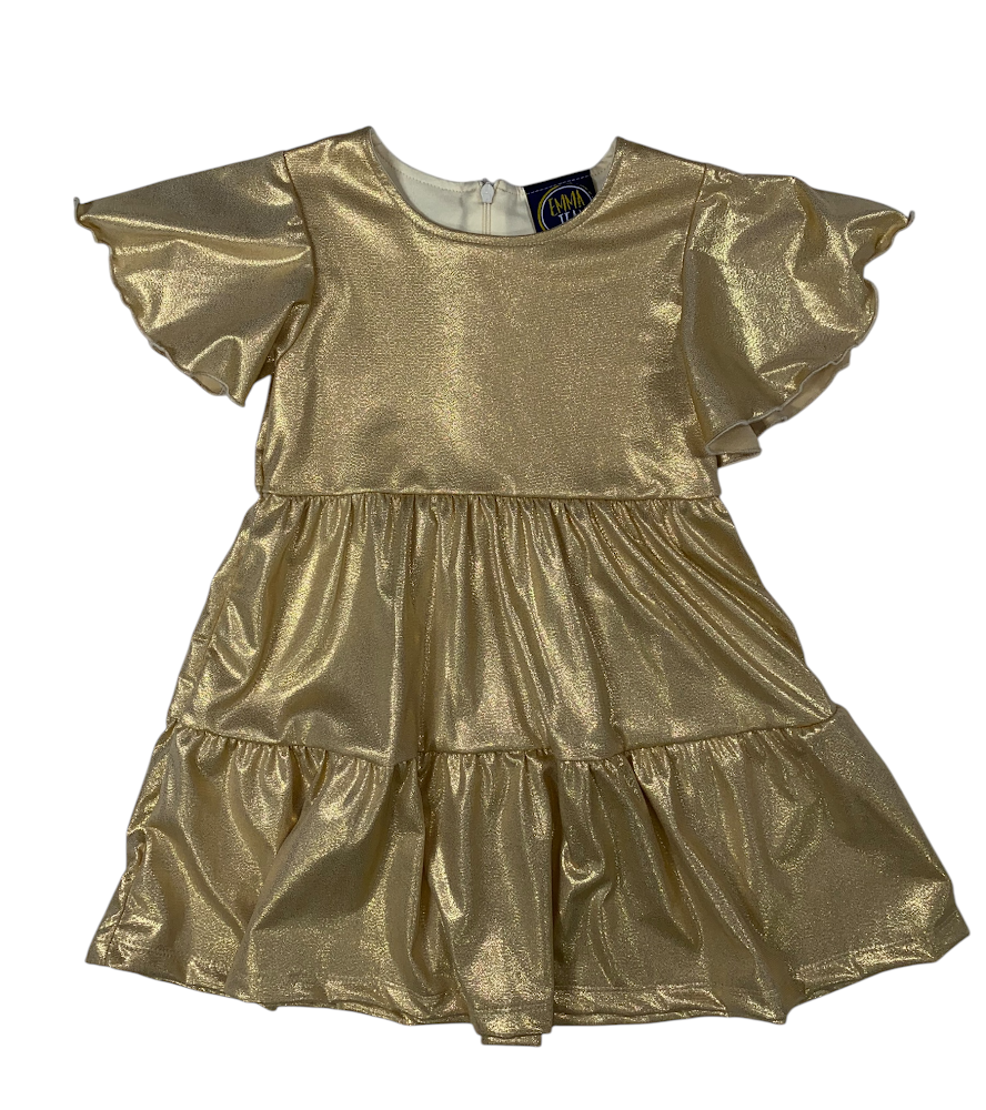 Gold Fluttersleeve Dress
