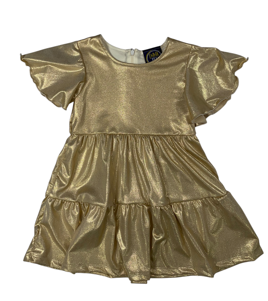 Gold Fluttersleeve Dress