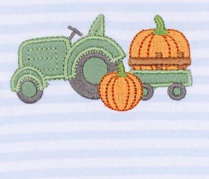 Pumpkin Tractor Appliqué Bubble