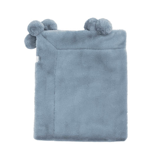 Blue Fur Pom Pom Blanket